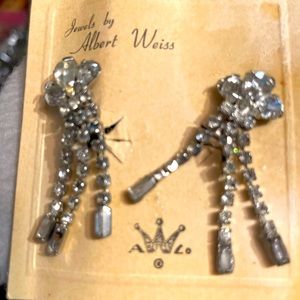 Albert Weiss Rhinestone Vtg Clip Earrings